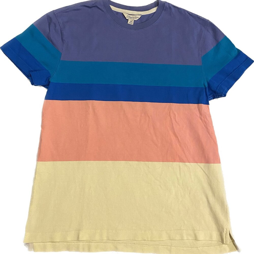 J Crew Knit Goods Rugby Mens Crewneck T-Shirt Multistripe Size M